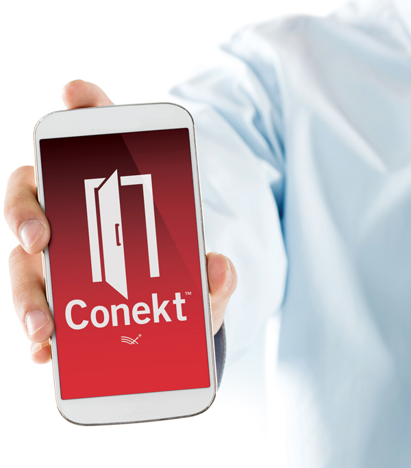 Hand Holding Smartphone with Conekt App